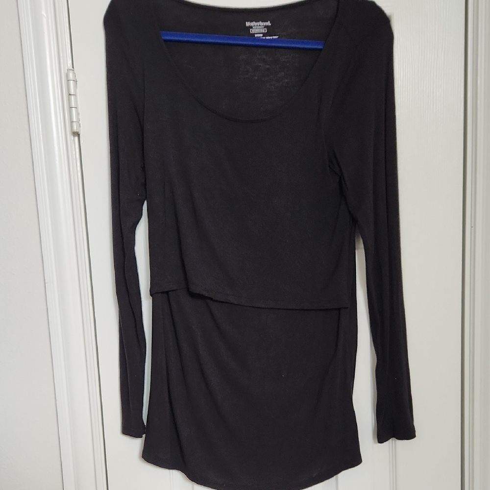 Motherhood Maternity Black Long Sleeve Nursing Top